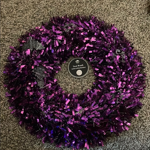 Seasonal Collection Other - Halloween Plastic Purple and Black Bat Tinsel Wreath